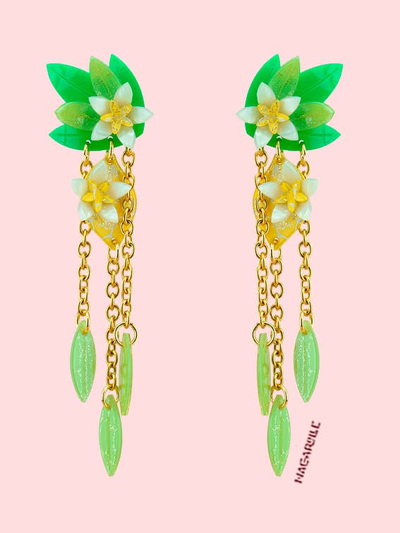 Orecchini limone, collezione Alma Libre, lunghezza 11,5 cm per la vendita all'ingrosso da parte di Nacarelle