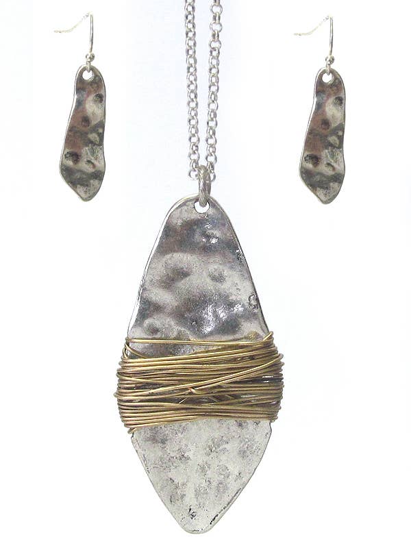 ( U603 ) CONJUNTO DE COLLAR CON COLGANTE ENVUELTO EN ALAMBRE para venta al por mayor de Jewelry Max