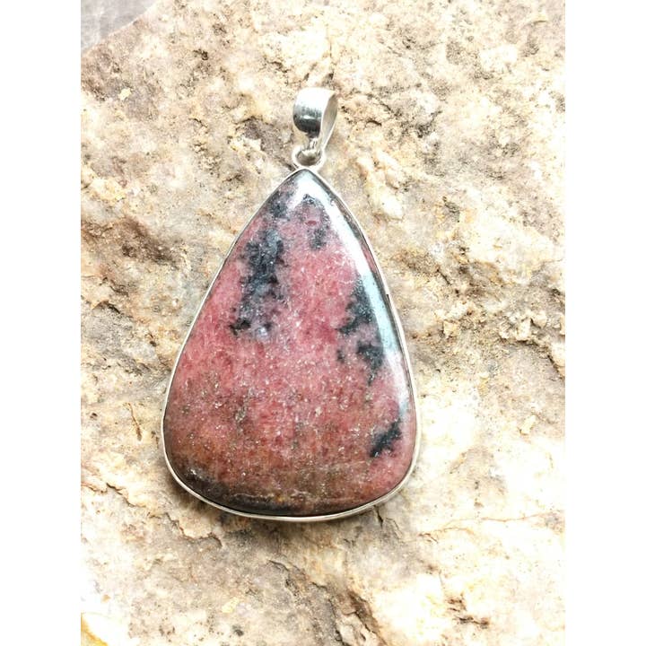 Beautiful Rhodonite 925 Sterling Silver Unisex Pendant for wholesale by SILVER CAVE