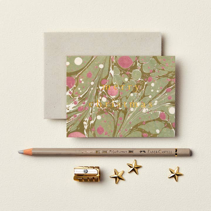 Marble 'Merry Christmas' Mini Card for wholesale by Wanderlust Paper Co