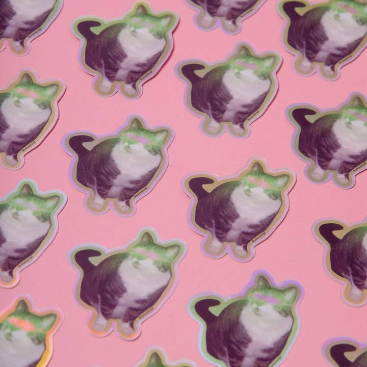 Yikes Design - Vente Autocollant - Autocollant drôle de chat Lazer Booty (imperméable et résistant aux UV)