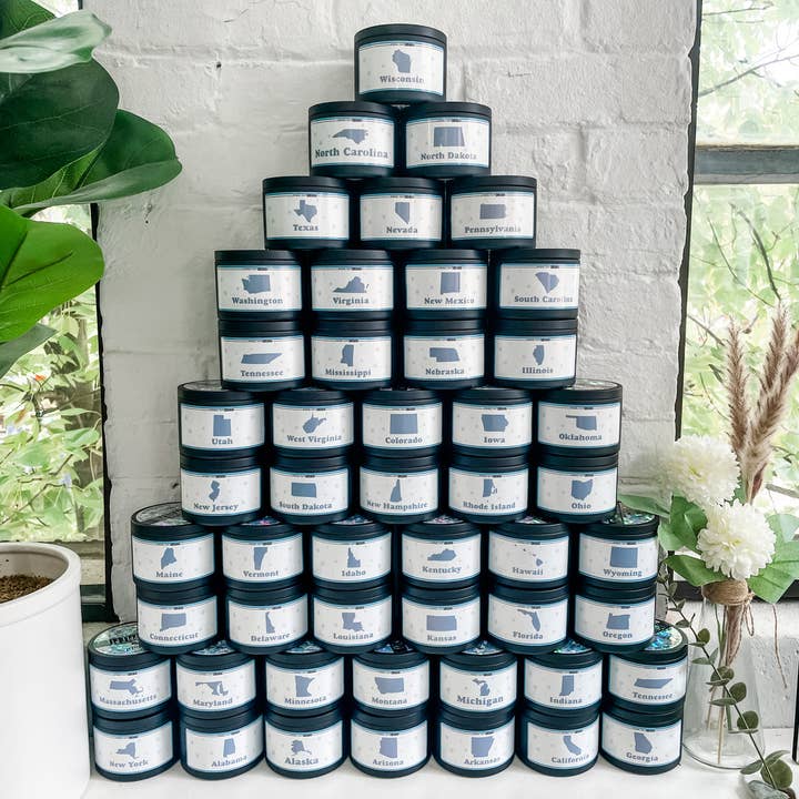 Moonlight Makers – wholesale Jar/filled candle – Choose Your State Candles - 8oz, 100% Soy Wax Candles4