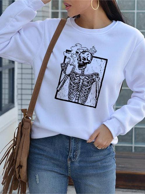Halloween skull crewneck loose size sweatshirt for wholesale by HIDDENBRAND