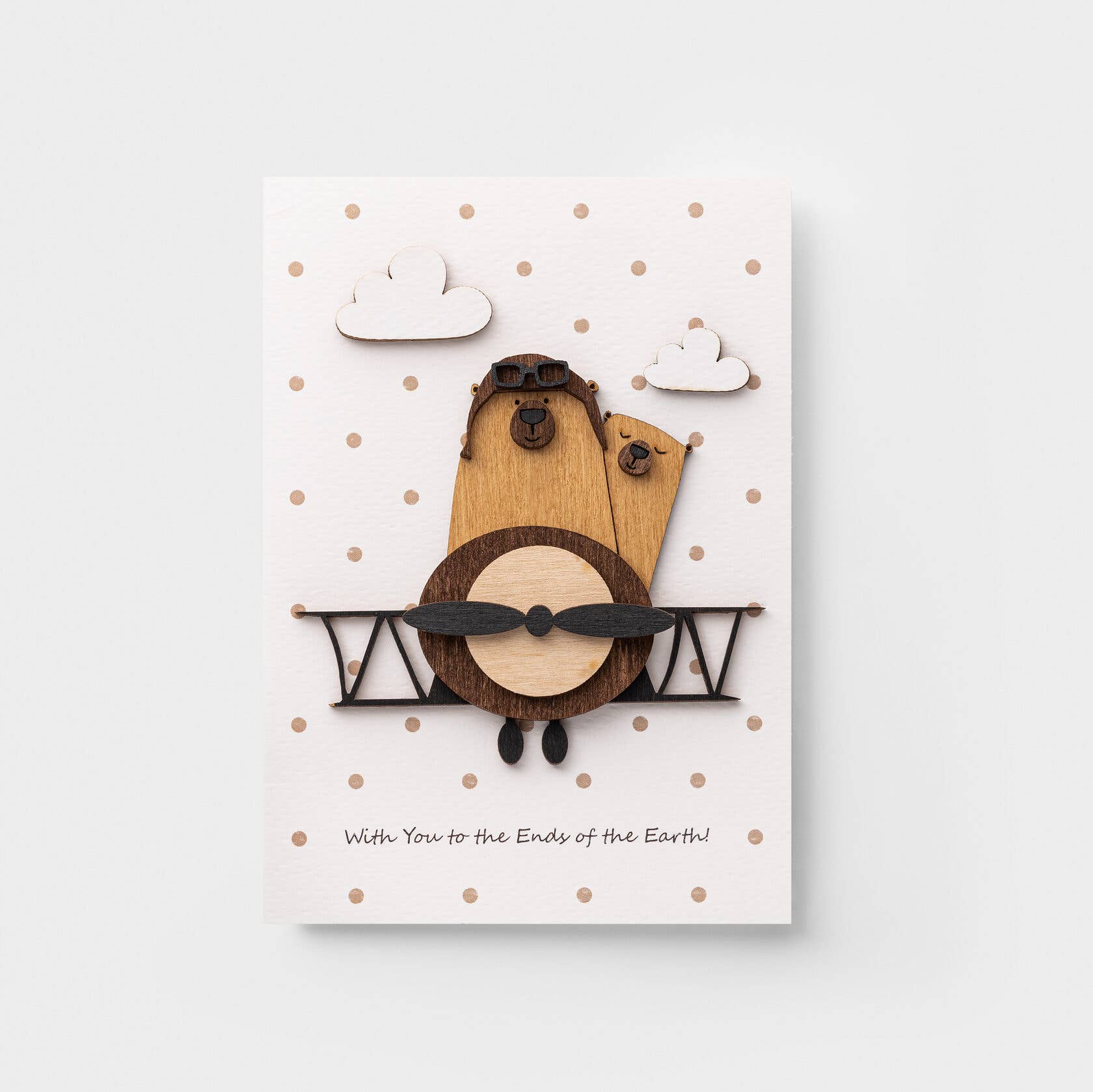 PESKOVOI - Wholesale Valentine's Day Card - Handmade 3D Wooden Romantic Card – Cute Pilot Bear Greeting2