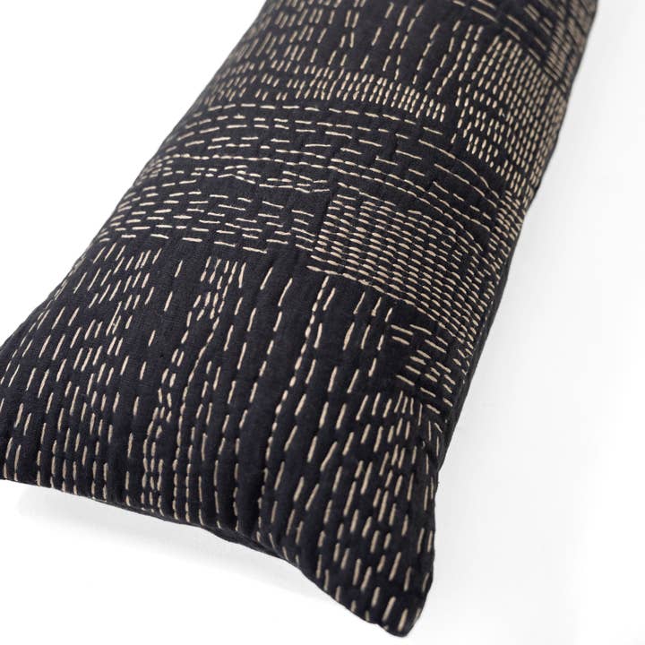 BHD HOME - Wholesale Lumbar pillow - Gudri Patch Black Long Lumbar Cushion 35 x 90cm6
