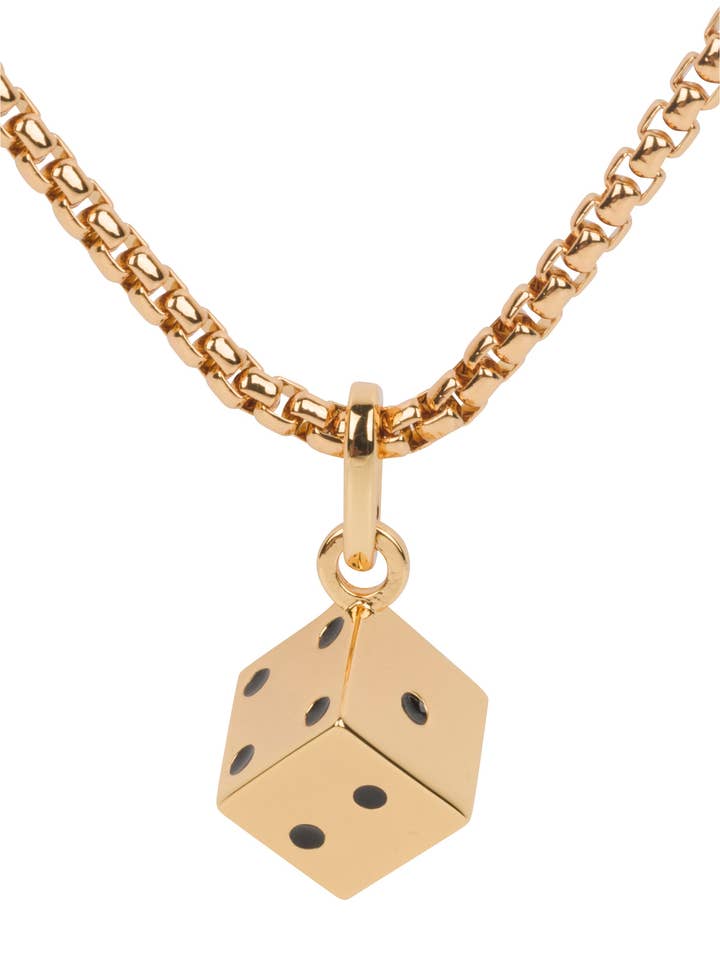 Collier à pendentif Lucky Die rempli d'or 18 carats pour la vente par Fashion Brand Company