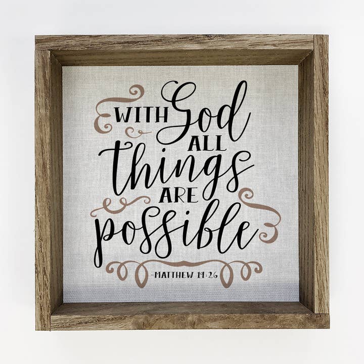 Hangout Home - Wholesale Sign - With God All Things Are Possible Wall Art - Scripture Canvas0