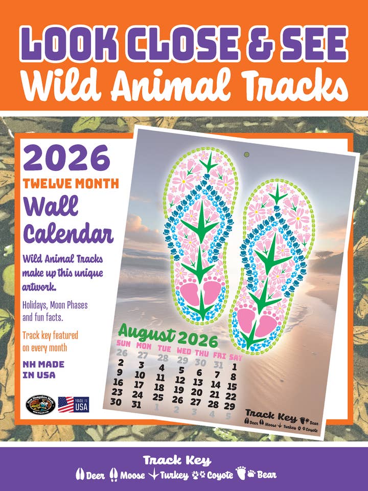 2026 Wild Animal Track Calendar for wholesale by Bold Spark Design & Stationery