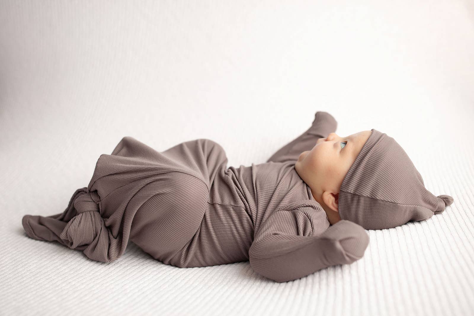 Three Little Tots - Wholesale Babygown - Baby - Cocoa Brown Ribbed Knotted Newborn Baby Gown sleepwear33