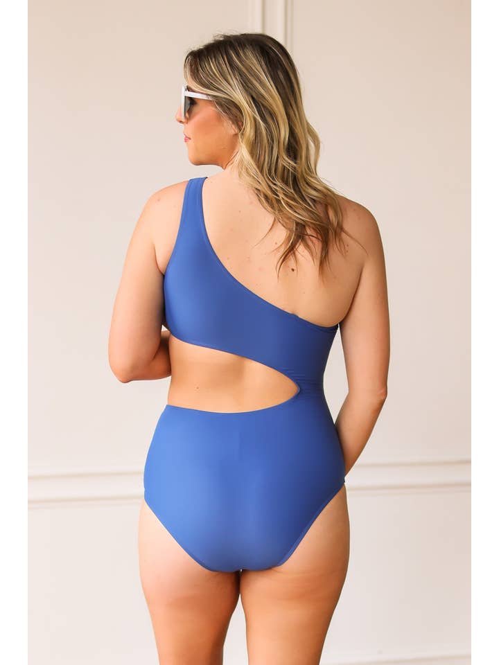 The Camilla One Piece with Cutouts, Blue for wholesale on Faire