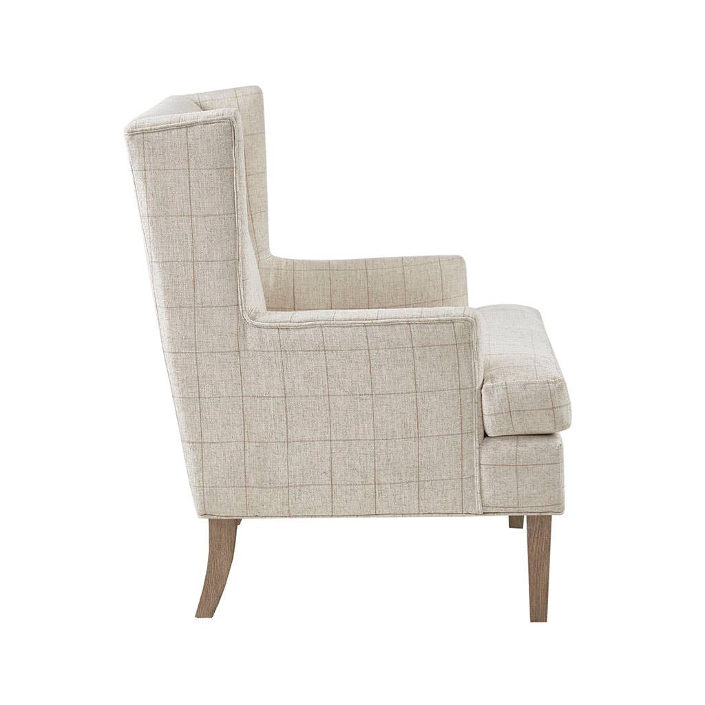 Olliix - Wholesale Chair - Windowpane Check Low Armed Accent Chair, Cream *1