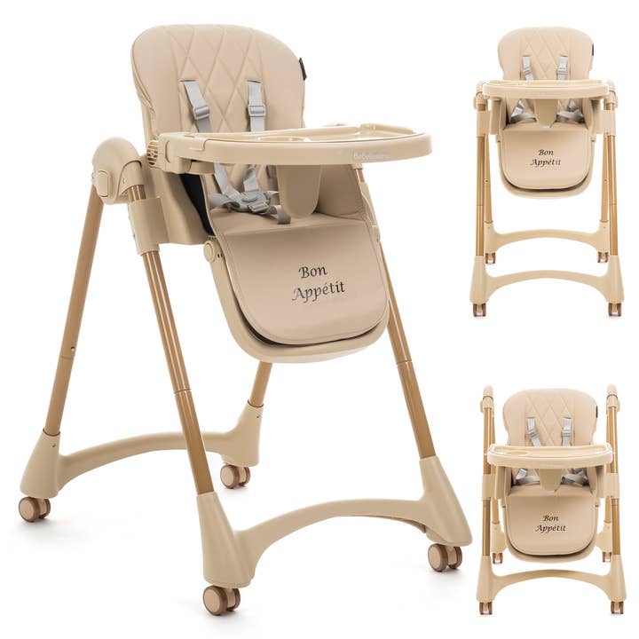 Bebelissimo - Seggiolone evolutivo per bambini - Pieghevole - Compatto - Regolabile in altezza - Da 6 mesi a 3 anni (15kg) - beige - Buon Appetito per la vendita all'ingrosso da parte di Bebelissimo J'aime