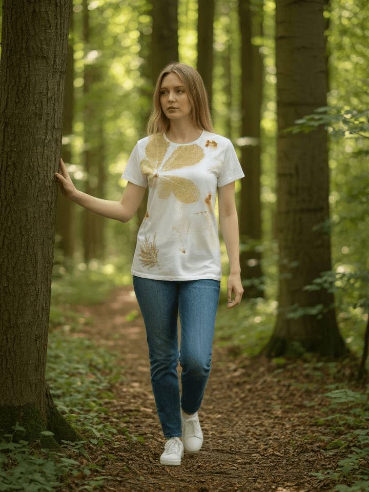 Camiseta estampada con castaño para venta al por mayor de Eucalipto y mimosa