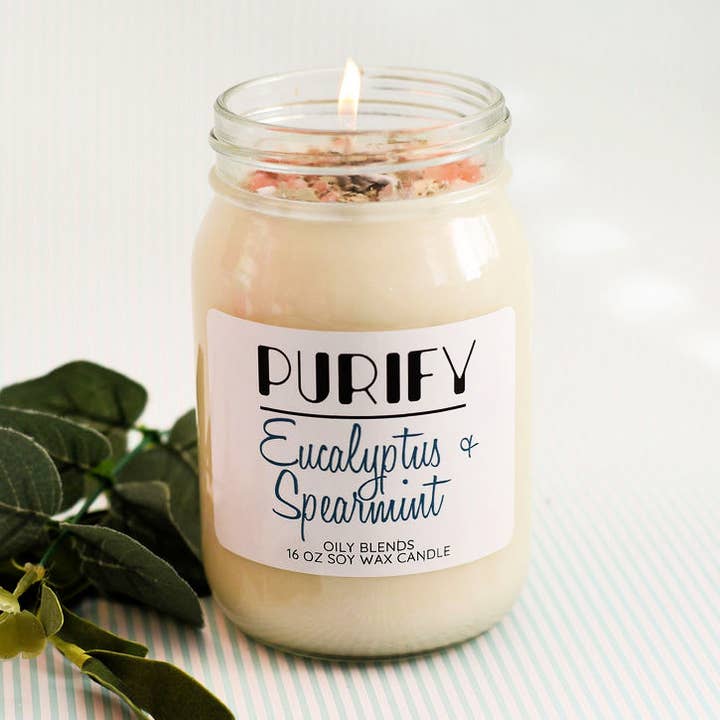 Jumbo Purify Candles with Herbs and Pink Salt for wholesale by Oily Blends