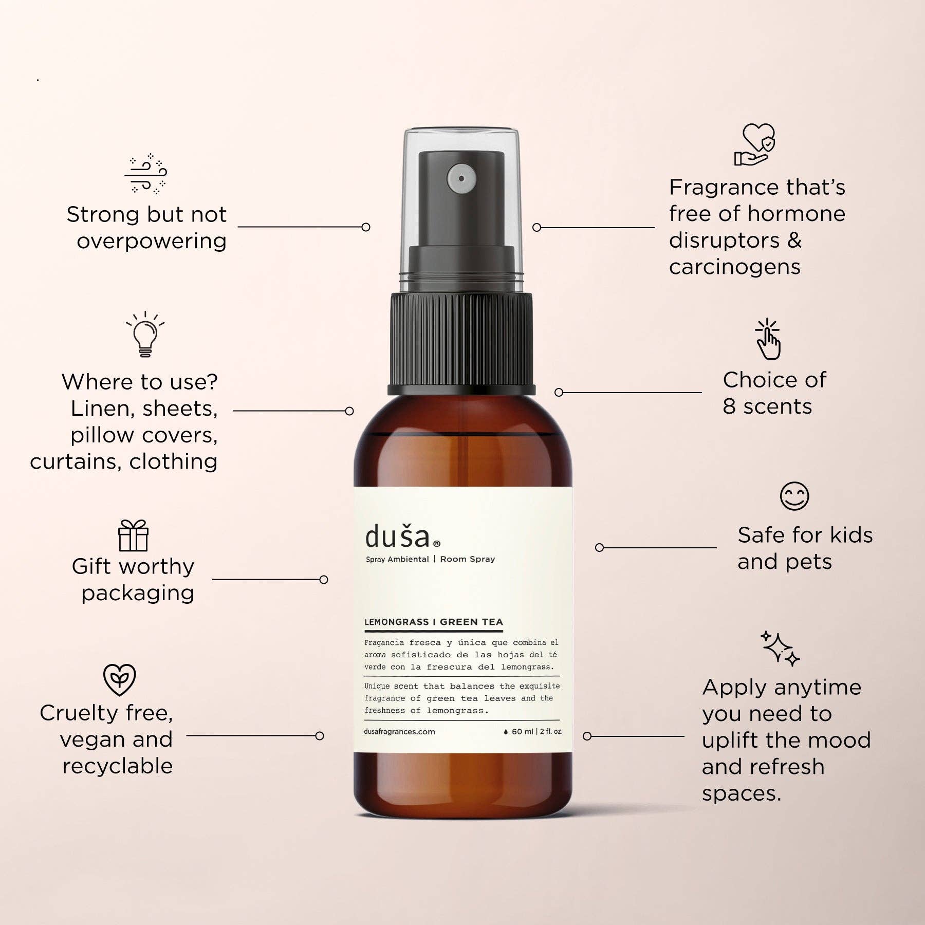 Duša - Wholesale Room & Linen Spray - SANTAL - 2 FL OZ  ROOM & LINEN SPRAY3