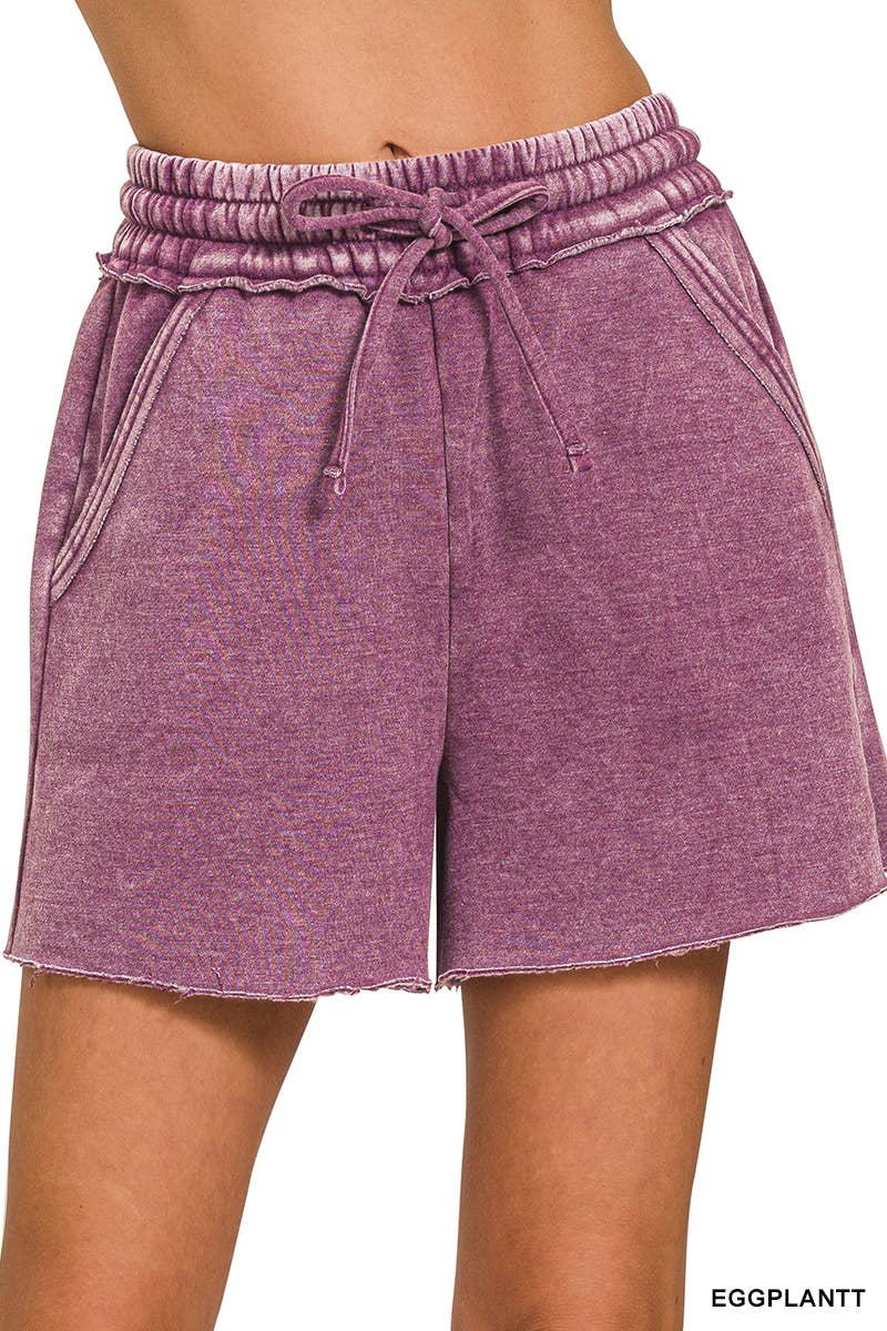 42POPS - Wholesale Shorts - Women's - `"Washed Fleece Drawstring Shorts With Pockets6