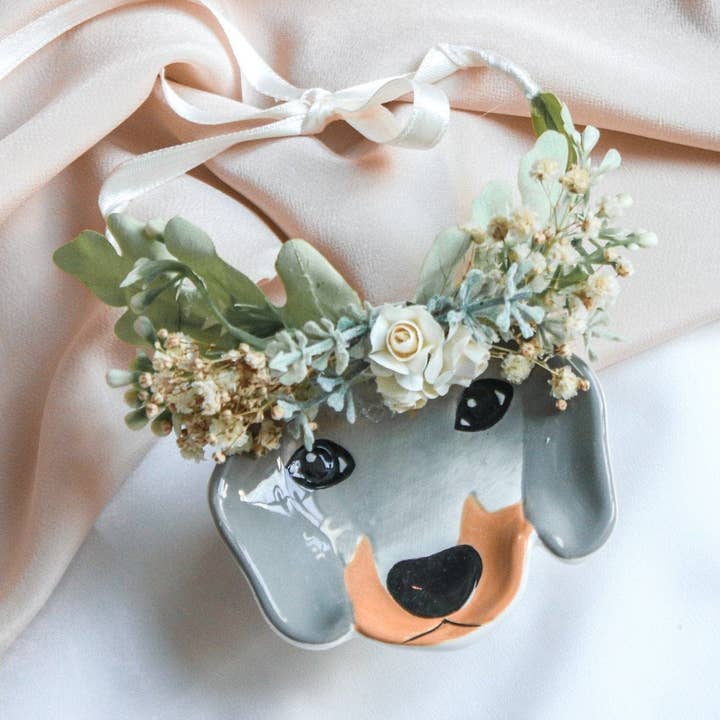 Collar de flores para perros blancos, collar de flores para perros, collar de flores para cachorros, collar de flores para venta al por mayor de Hidden Botanics