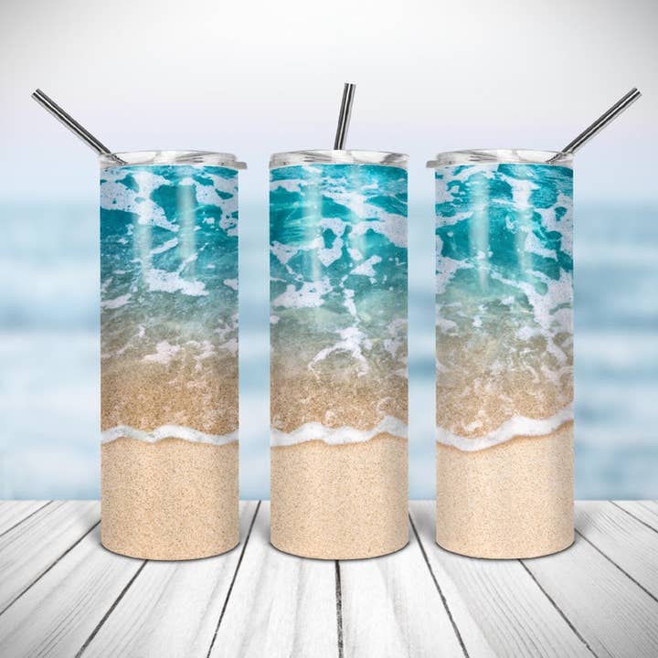 Beach Waves 20oz Sublimation Tumbler for wholesale by Twisted T Creations