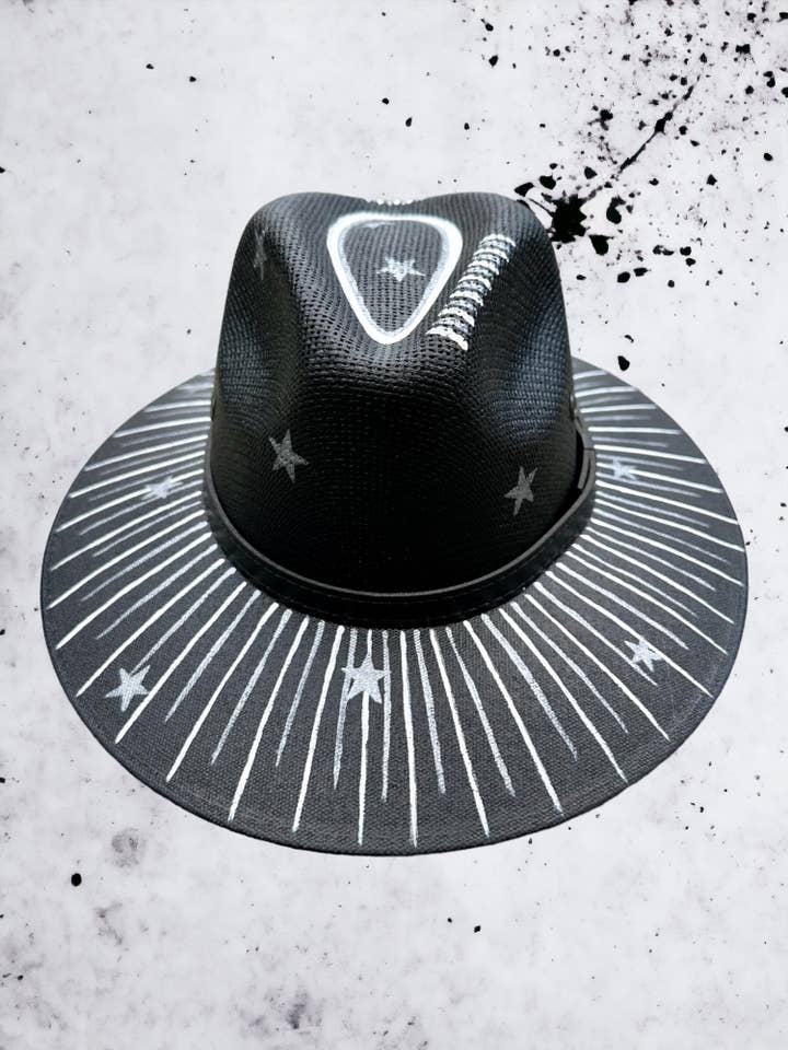 Stardust Painted Jute Canvas Hat for wholesale by Bella Soul