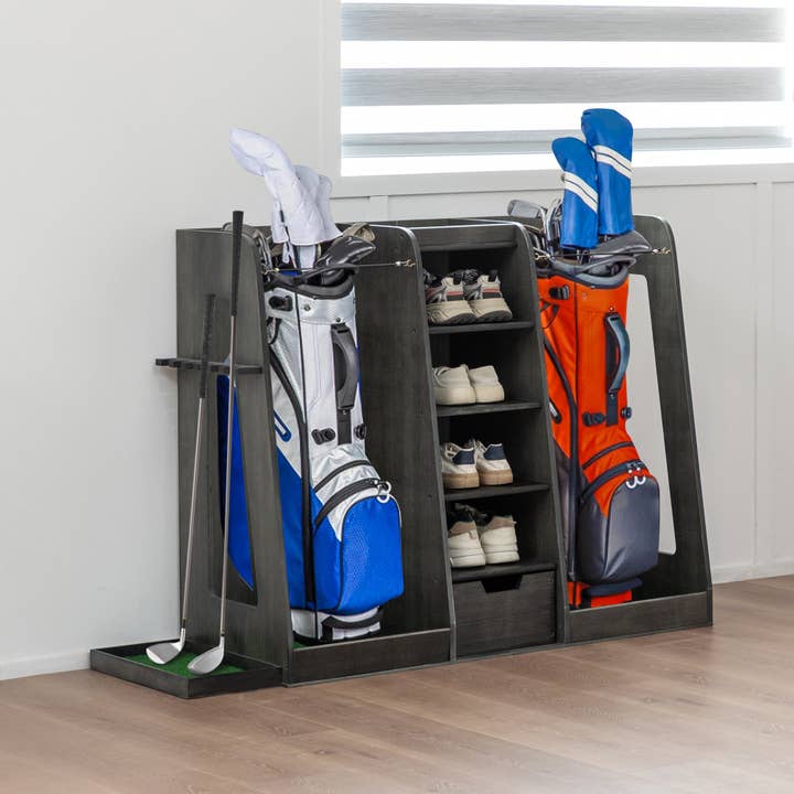 Wooden Golf Bag Organizer Rack with Drawers,Storage Stand for wholesale by 39F Inc.