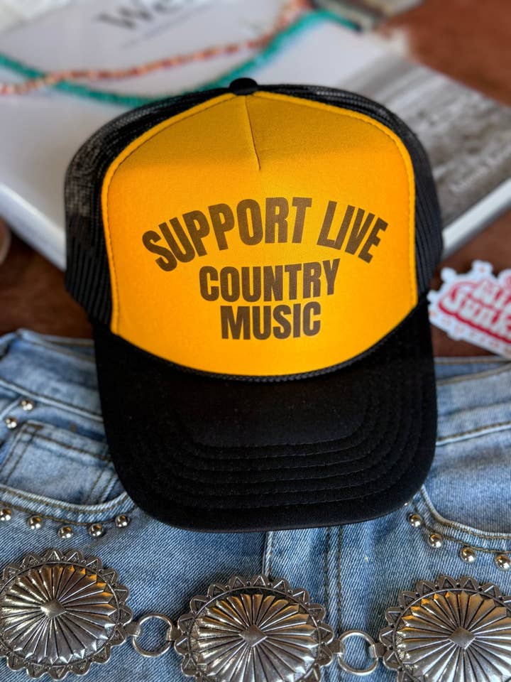 Support Live Country Music Trucker Hat for wholesale by Wild Junkie