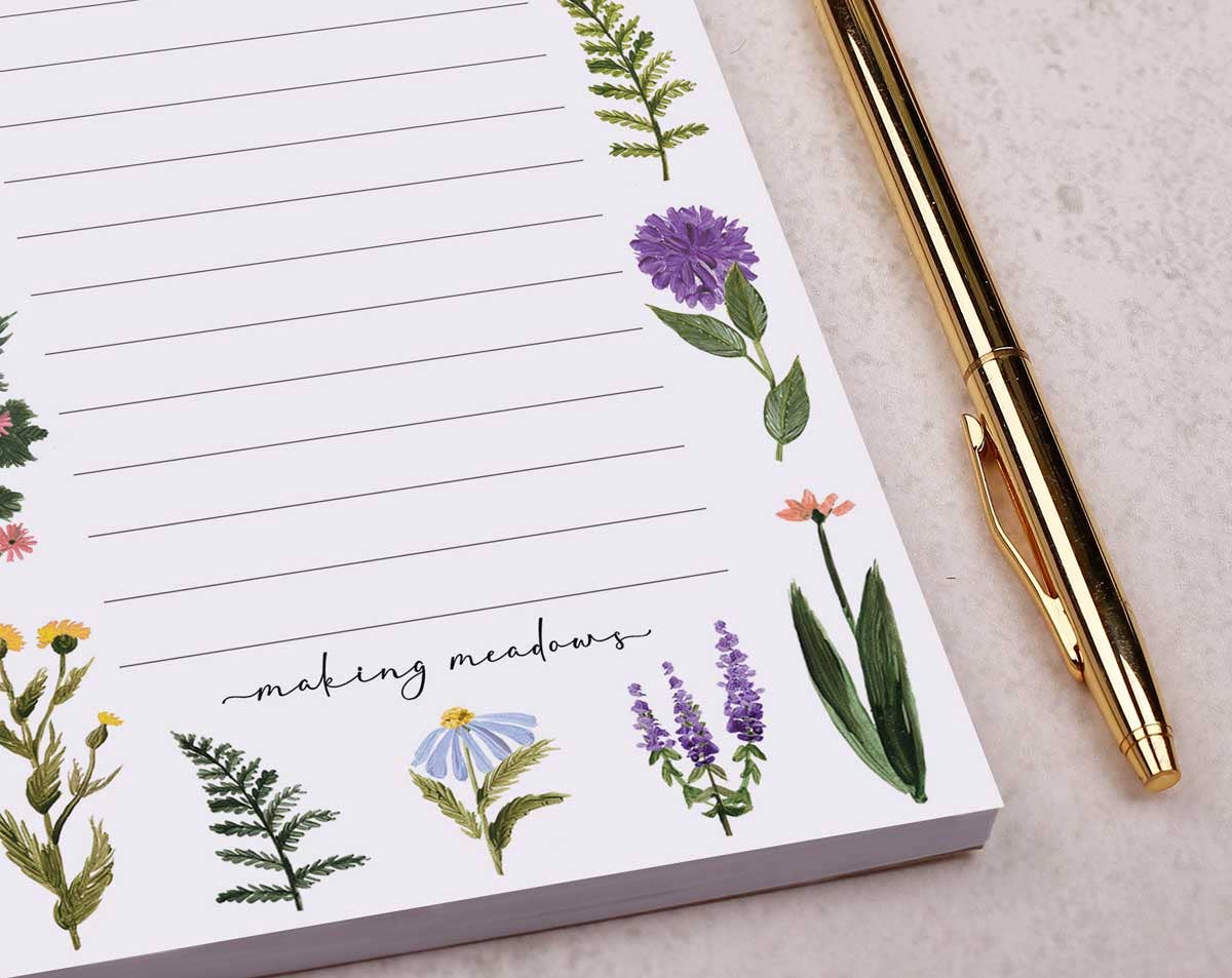 Making Meadows Ltd - Vendita all'ingrosso Bloc notes - Blocco note con lista cose da fare | Cartoleria | Blocco floreale Meadows2