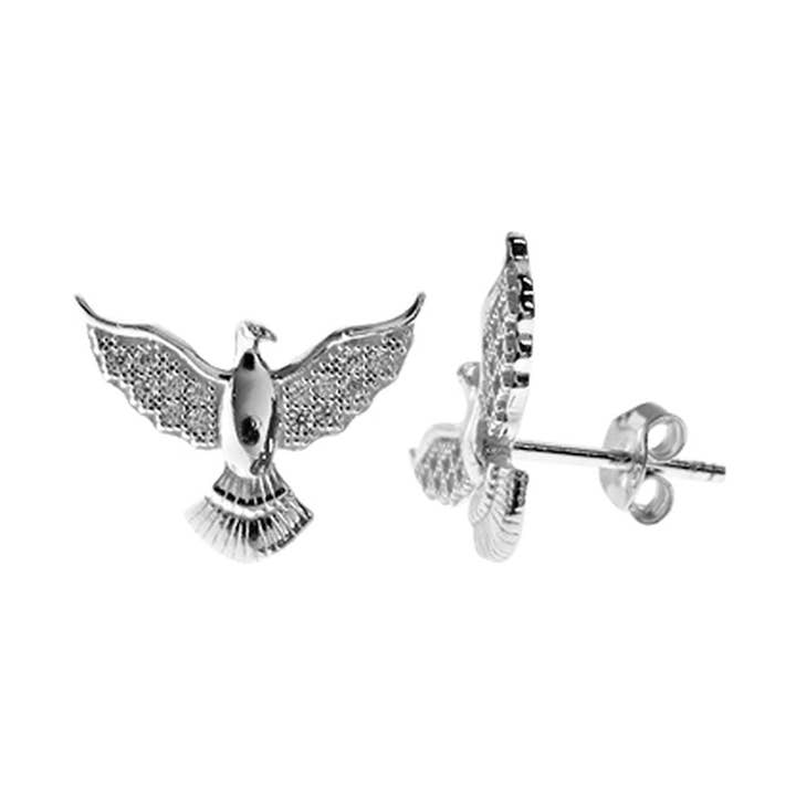 Alianna rising phoenix CZ studs for wholesale by Kali Ma Designs - Sterling Silver Jewellery