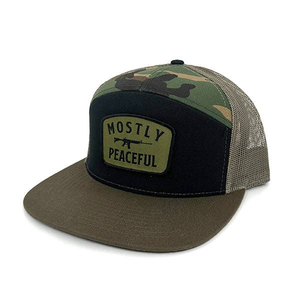 Shield Republic – wholesale Trucker hat – Men's – Mostly Peaceful Woven Patch Hat3