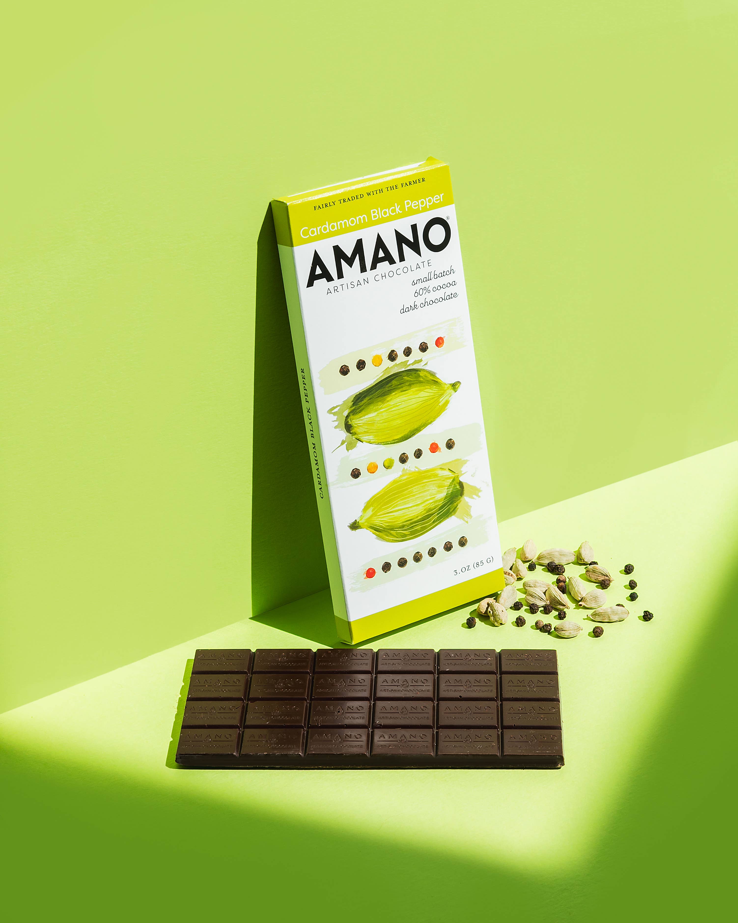 Amano Chocolate – Barra de chocolate por atacado – Chocolate com pimenta preta cardamomo