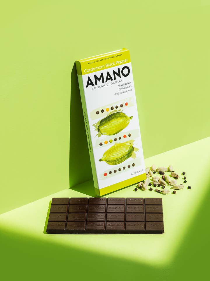 Cardamom Black Pepper Chocolate for wholesale by Amano Chocolate