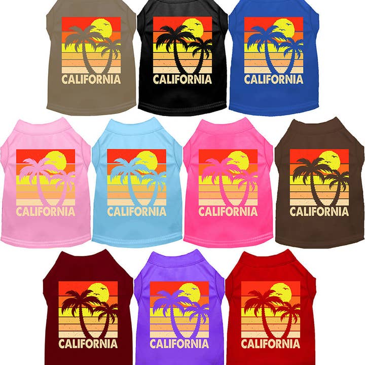 Vintage Style Cat or Dog Shirt for Pets "California Retro Palms" for wholesale by As You Wish Apparel