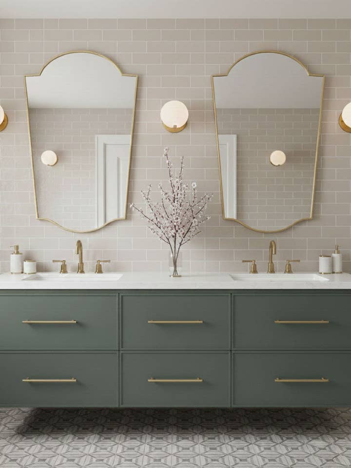 Specchio in ottone con cresta arrotondata – Specchio da toeletta moderno fatto a mano per la vendita all'ingrosso da parte di Palmeraies