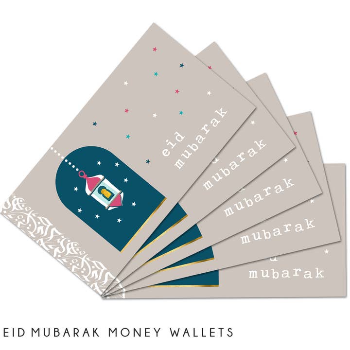 Eid Mubarak Geldbörsen/Geschenkkarten im Multipack, Taupe für den Großhandel von Islamic Moments