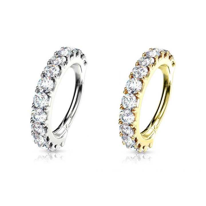 Awaken - Wholesale Single Earring - Clicker Circle with Crystal - PO-1361