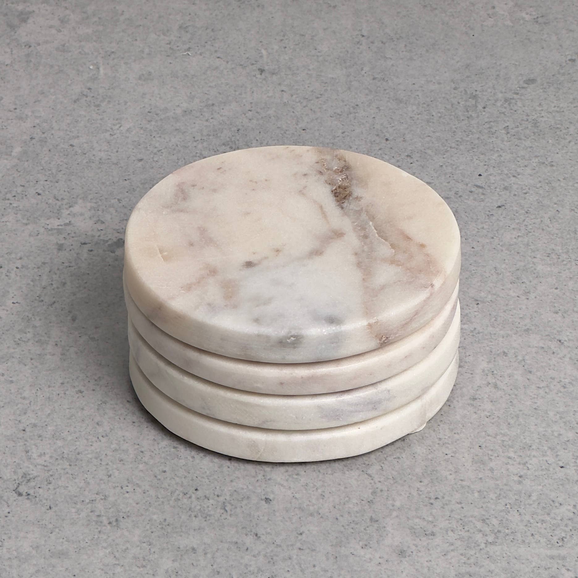 India Handicrafts Inc - Venta al por mayor Posavasos - Posavasos redondo de mármol blanco2