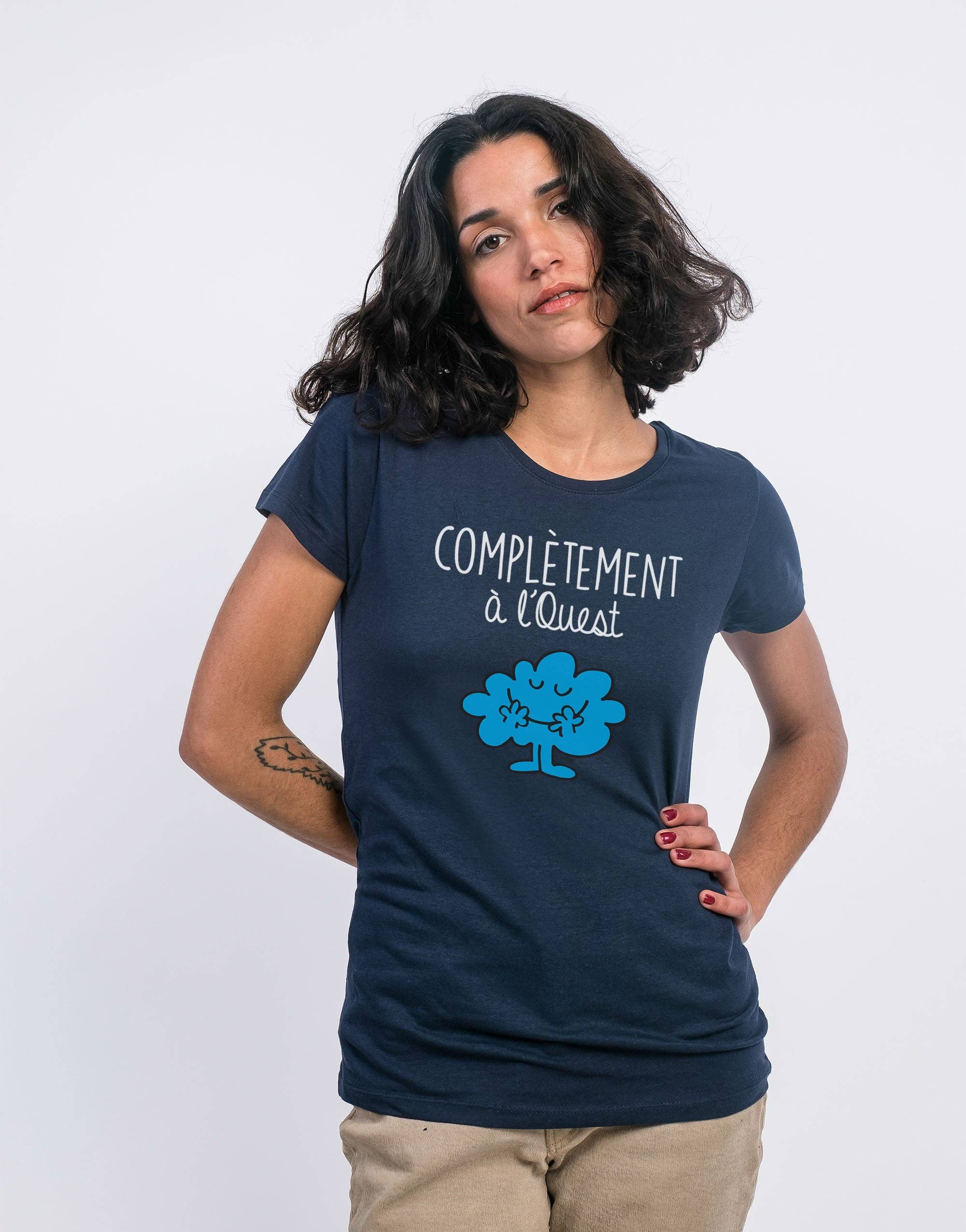 Le Roi du T-shirt – wholesale Screen printed t-shirt – Women′s – NAVY WOMEN'S T-SHIRT COMPLETELY OUT WEST0