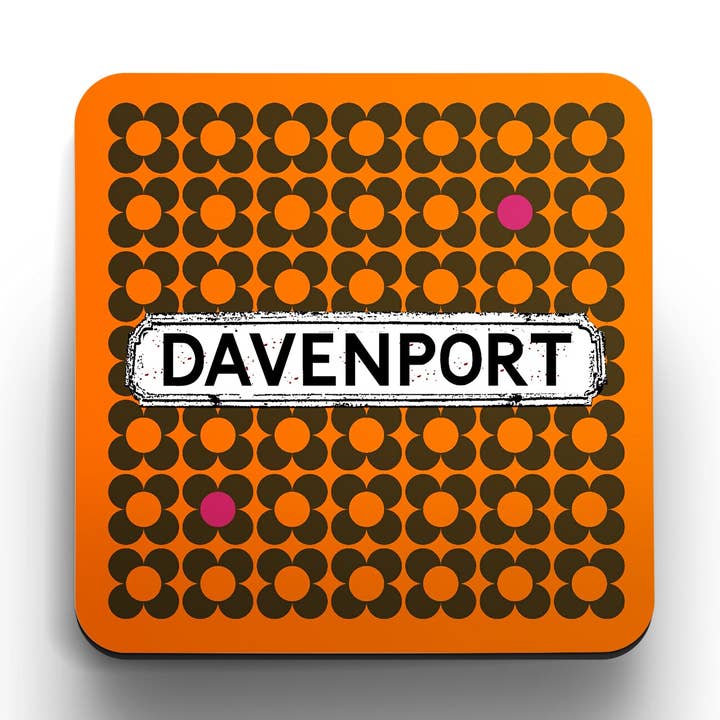 Brown and Orange Fleur Coasters (set of 4) for wholesale by tinned snail