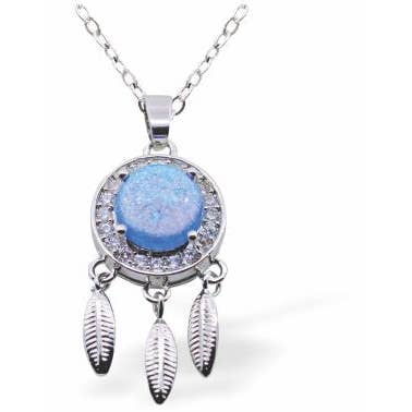 Byzantium Collection Ltd - Wholesale Pendant/Charm Necklace - Silver Coloured Blue Centered Dream Catcher Necklace