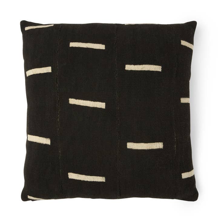 Afra - Mud Cloth Pillow Cover w/Hemp Cotton Suede Back for wholesale by Urban Re-Leaf Home Uncharacteristically Hemp
