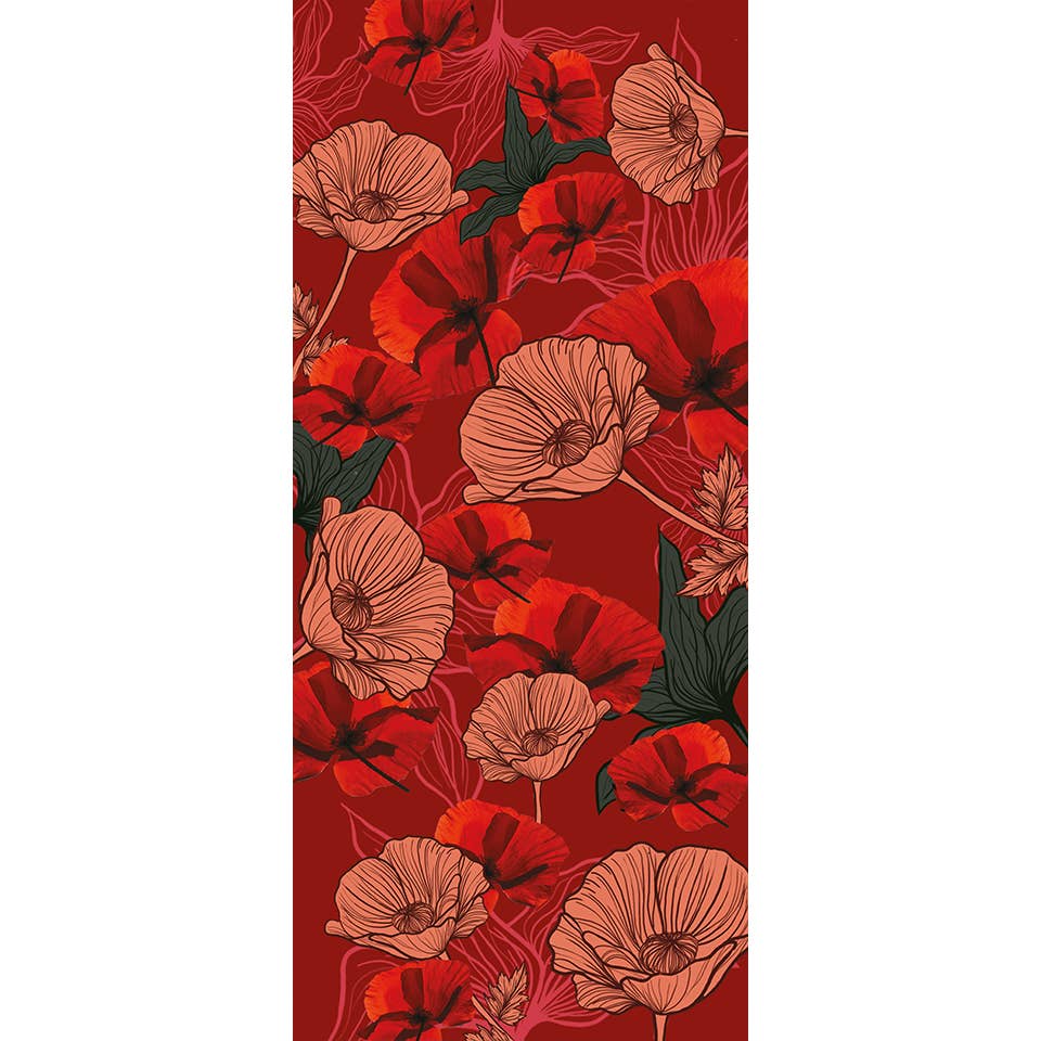 FST le french studio - Wholesale Scarf - Women's - Lined wool scarf 160x35cm printed RED HIBISCUS1