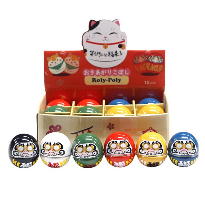 12 Piece Daruma Roly Poly Tumbler Figurines 2"H (1/24) for wholesale by Urban Tokyo