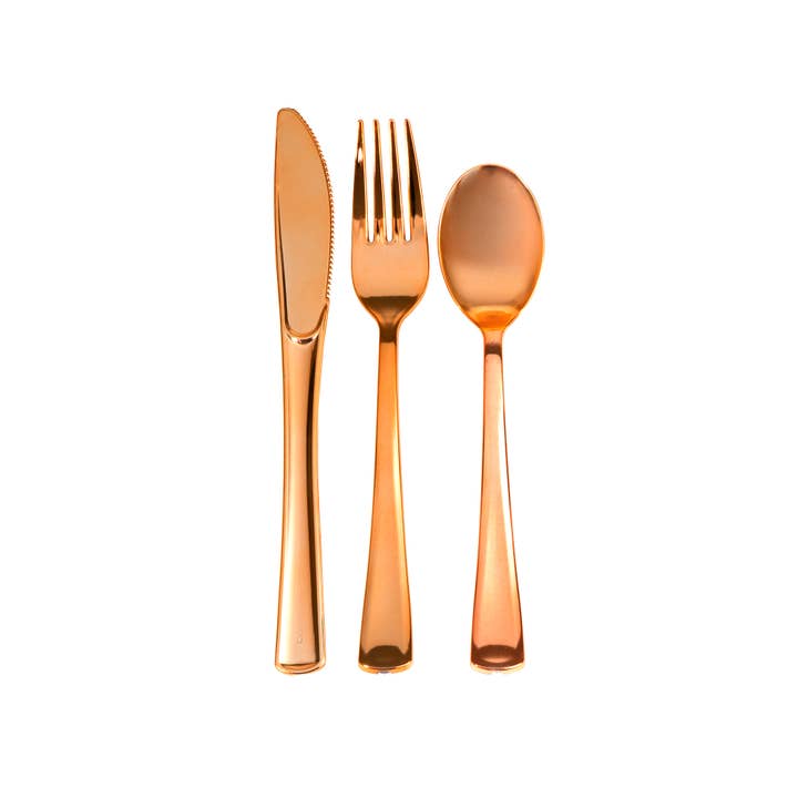 Plastic Premium Cutlery Set - 100 Pcs - Rose Gold for wholesale on Faire1