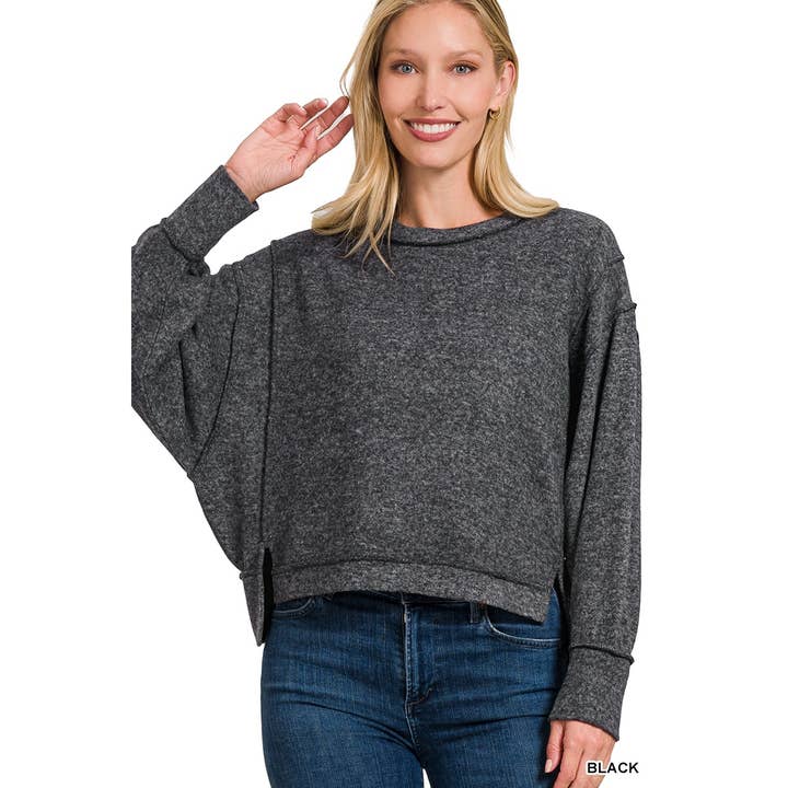 Apolline - Wholesale Sweatshirt - Women's - Brushed melange hacci oversized sweater