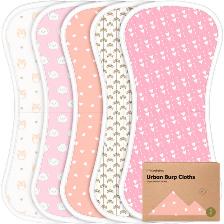 Pink Dreams KeaBabies 5-Pack Urban Burp Cloths for wholesale on Faire