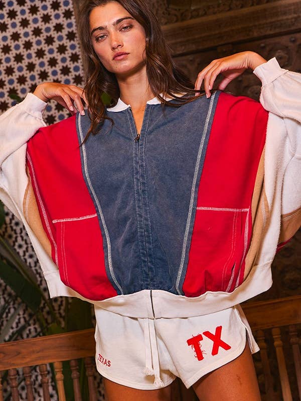 BUCKETLIST - Wholesale Jacket - Women's - IJ3119 Colorblock Zip Up Jacket25