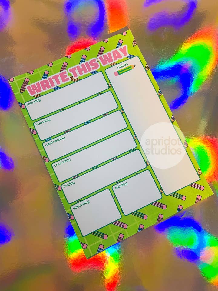 Write This Way Wöchentlicher Notizblock für den Großhandel von Apridot Studios