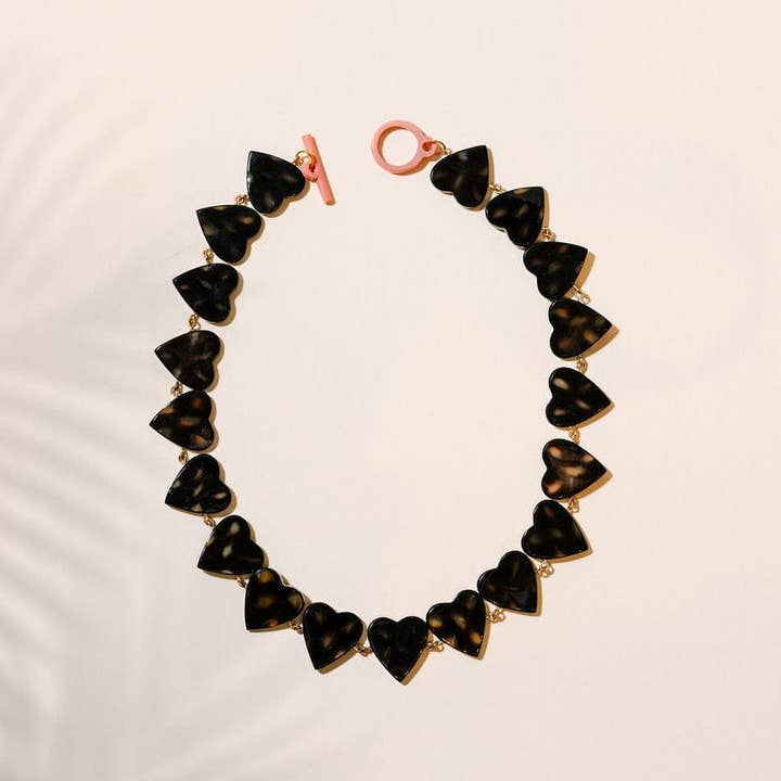 Marbled Tortoise Heart Necklace for wholesale by Sunshine Tienda