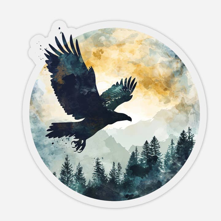 Eagle Flying Sticker, PNW Vinyl Sticker for wholesale by CMarie Northwest