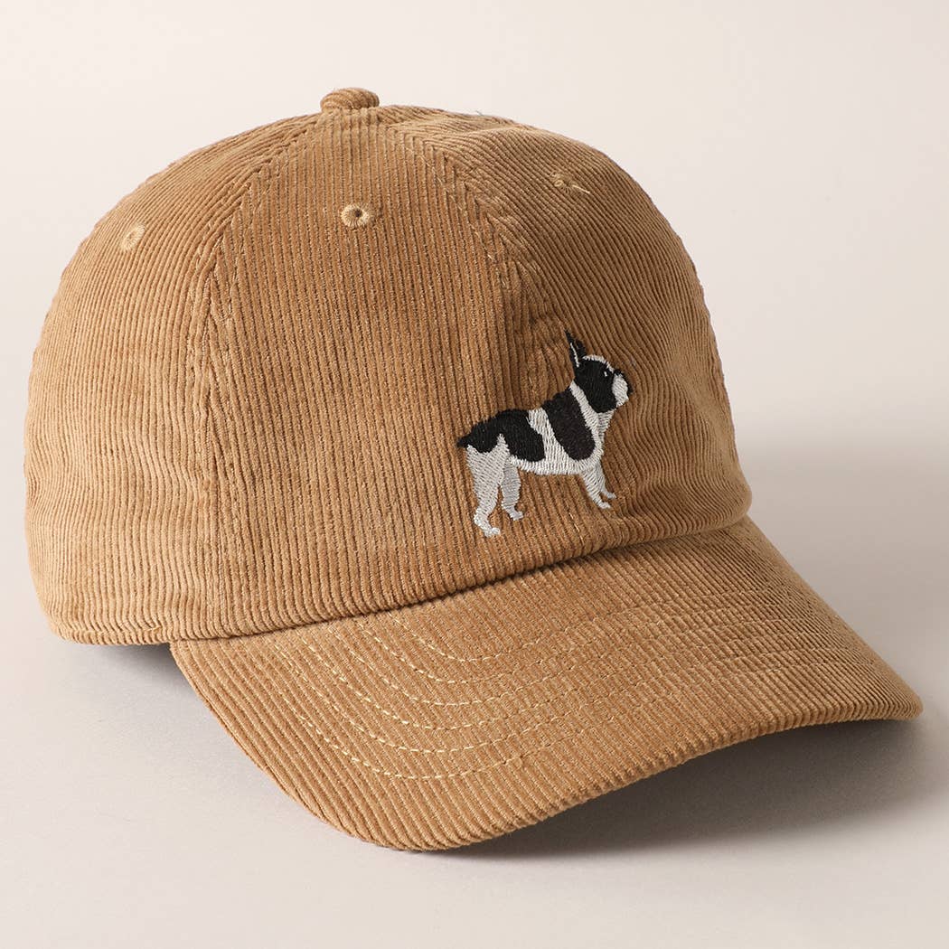 Fashion City - Wholesale Baseball Cap - Unisex - French Bulldog Embroidered Corduroy Baseball Cap9