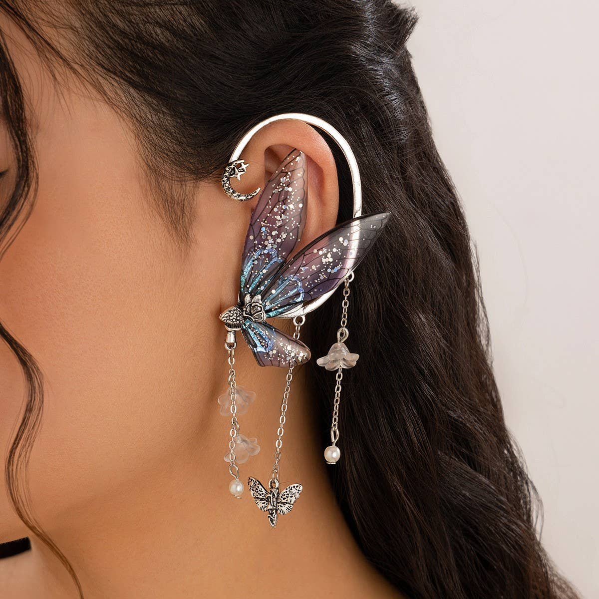 ACCITY - Wholesale Dangle Earrings - ELF EAR BUTTERFLY OUTLINE NON-PIERCING EARRINGS_CWMM32277